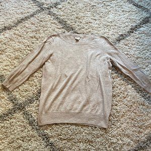 J crew tan cotton 3/4 sleeve sweater medium